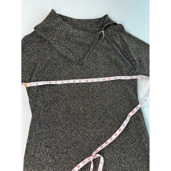 Calvin Klein Sweater Dress Sheath Metallic Gold & Black Zipper Detail XL - Picture 12 of 16